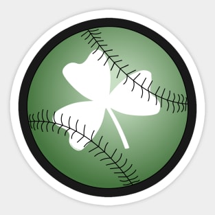 Baseball White Irish Shamrock Sticker